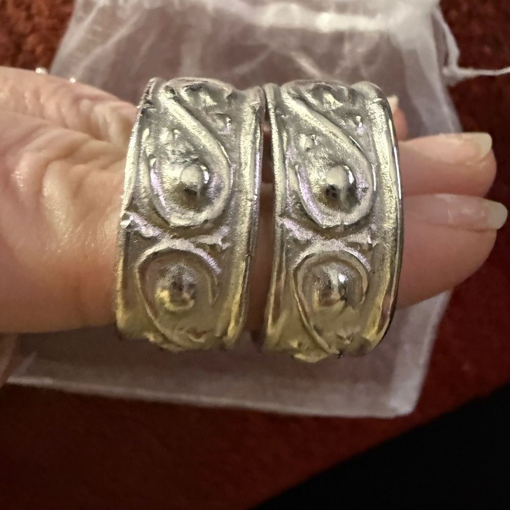 Vintage Givenchy Clip On Silver Textured Earrings